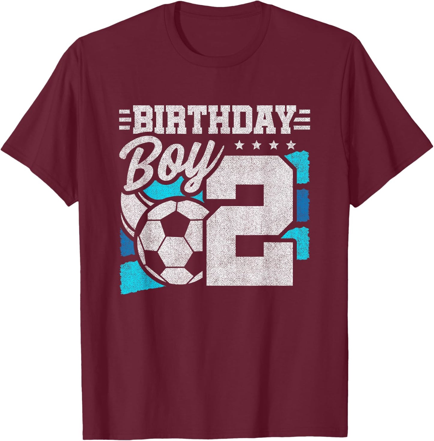 Soccer Birthday Party - 2 Year Old Boy - 2nd Birthday T-Shirt - T-Shirt | Maroon