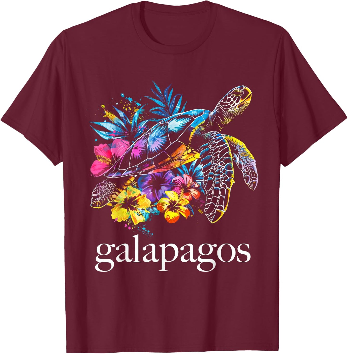 Galapagos Islands Sea Turtle Ecuador Scuba Diving Souvenir T-Shirt - T-Shirt | Maroon