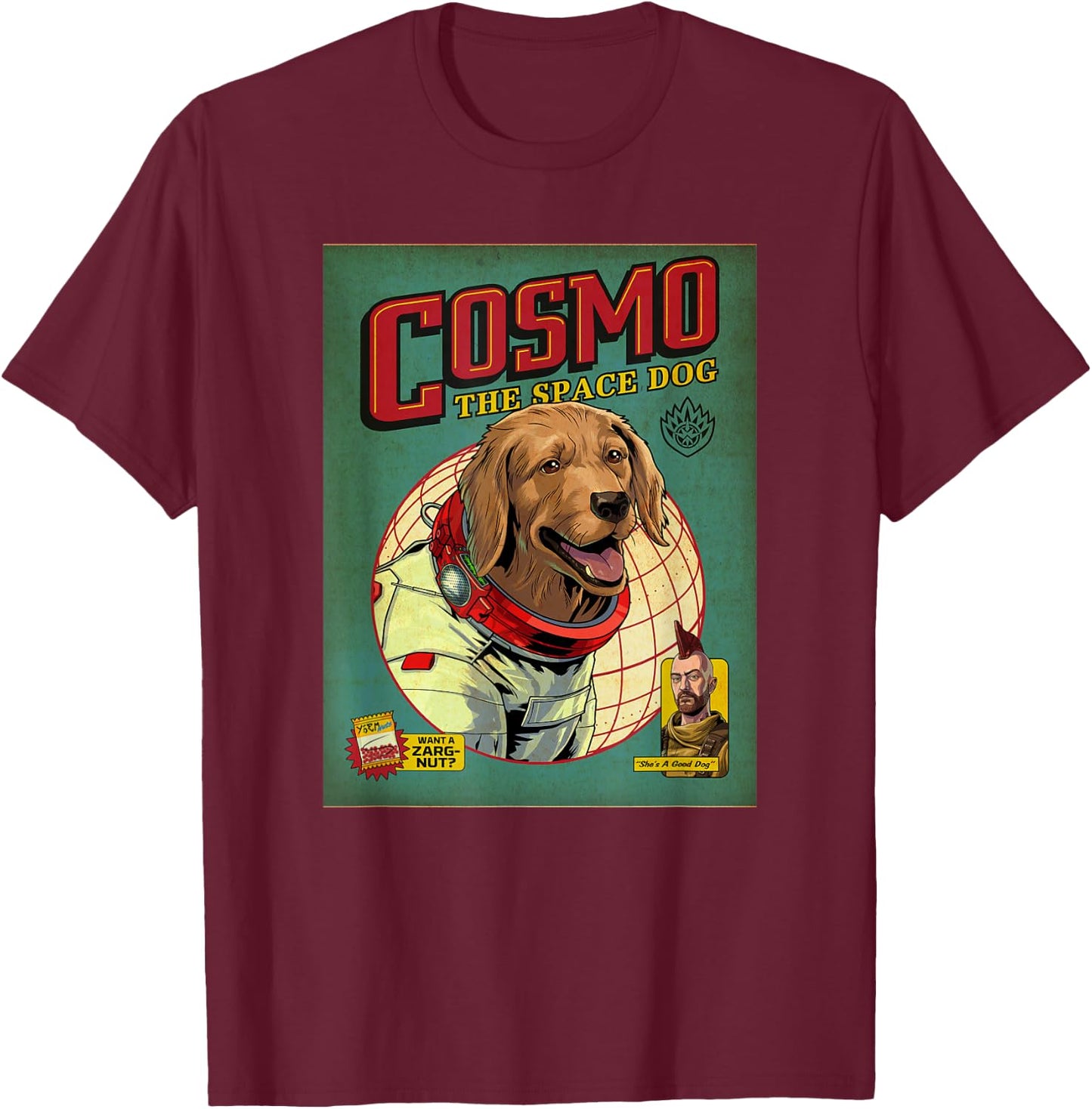 Marvel Guardians of the Galaxy Vol. 3 Cosmo Comic Cover T-Shirt - T-Shirt | Maroon