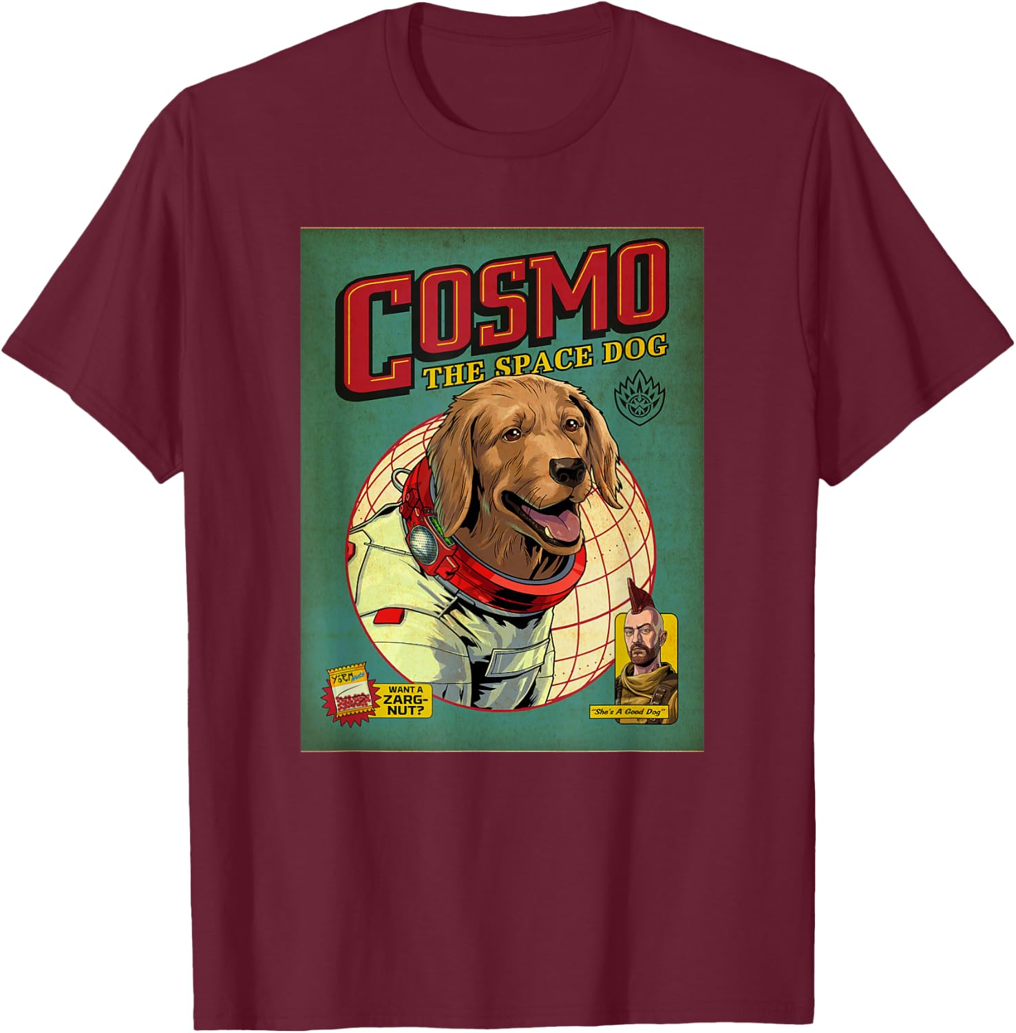 Marvel Guardians of the Galaxy Vol. 3 Cosmo Comic Cover T-Shirt - T-Shirt | Maroon