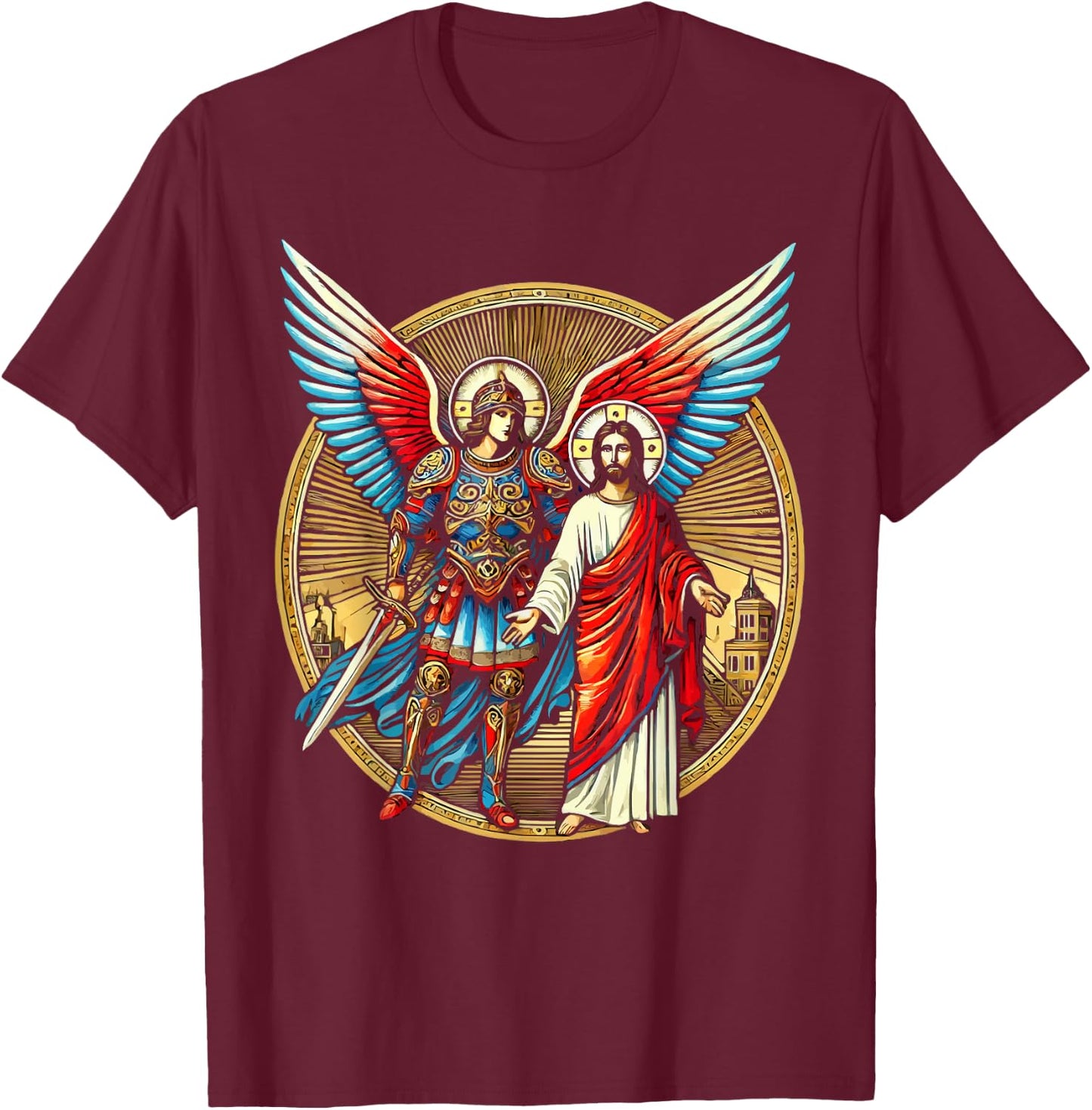 Archangel Gabriel Catholic Christianity Guardian Angel T-Shirt - T-Shirt | Maroon