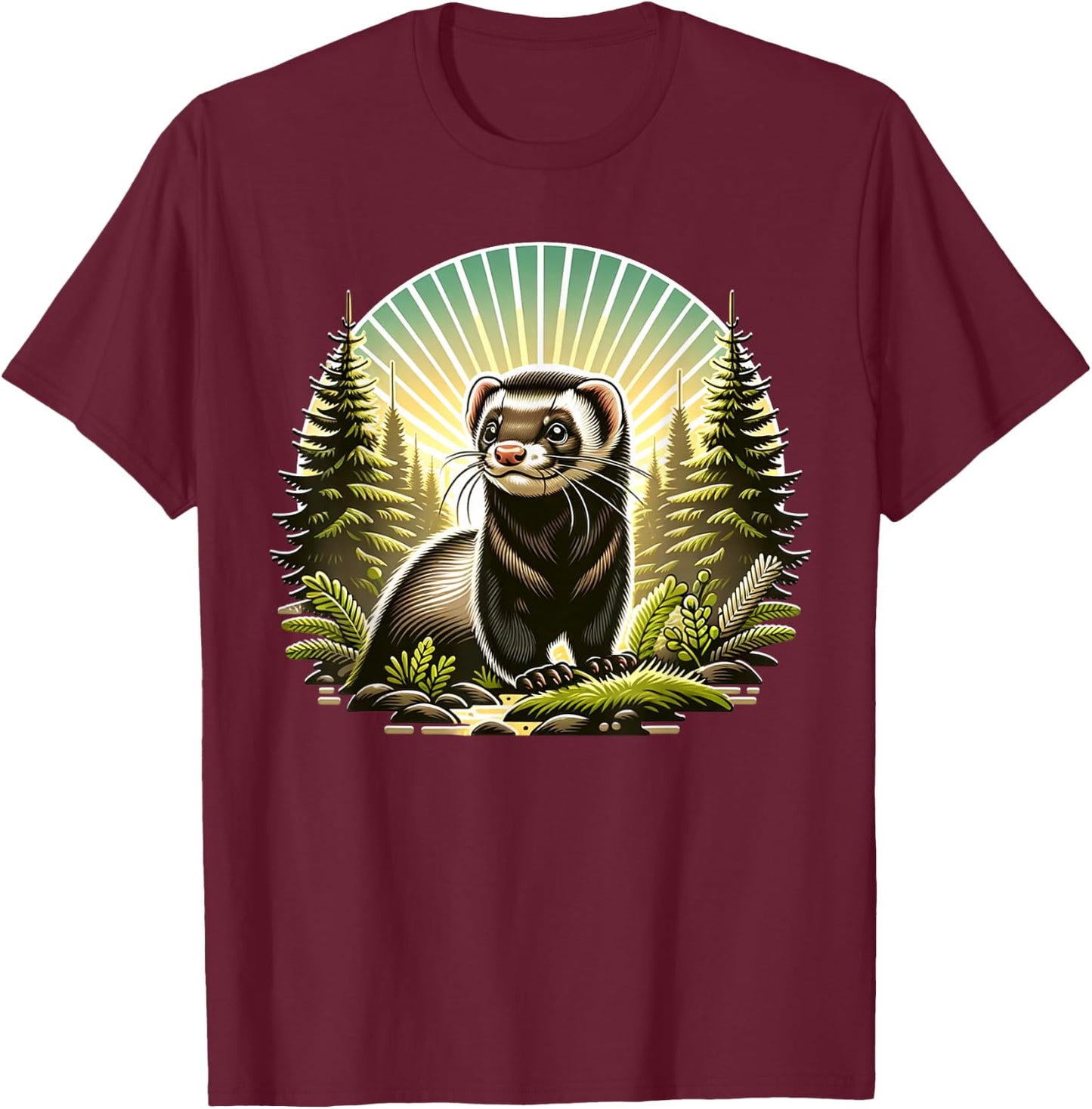 Black Footed Ferret Iltis Black Fussiltis T-Shirt - T-Shirt | Maroon
