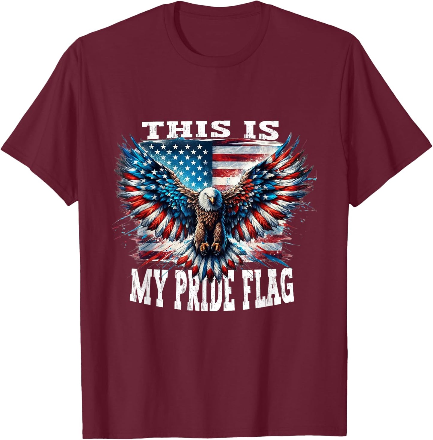 USA Patriotic American Flag USA Eagle Flag 4th of July T-Shirt - T-Shirt | Maroon