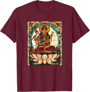 Saraswati Stained Glass T-Shirt - T-Shirt | Maroon