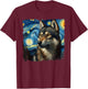 Wolf Starry Night Van Gogh Painting Wolves Lovers T-Shirt - T-Shirt | Maroon