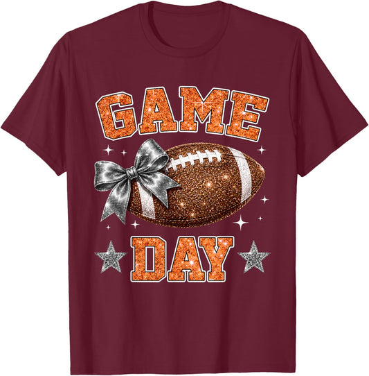 On Gameday Football We Wear Orange and Black Sports Spirit T-Shirt - T-Shirt | Maroon