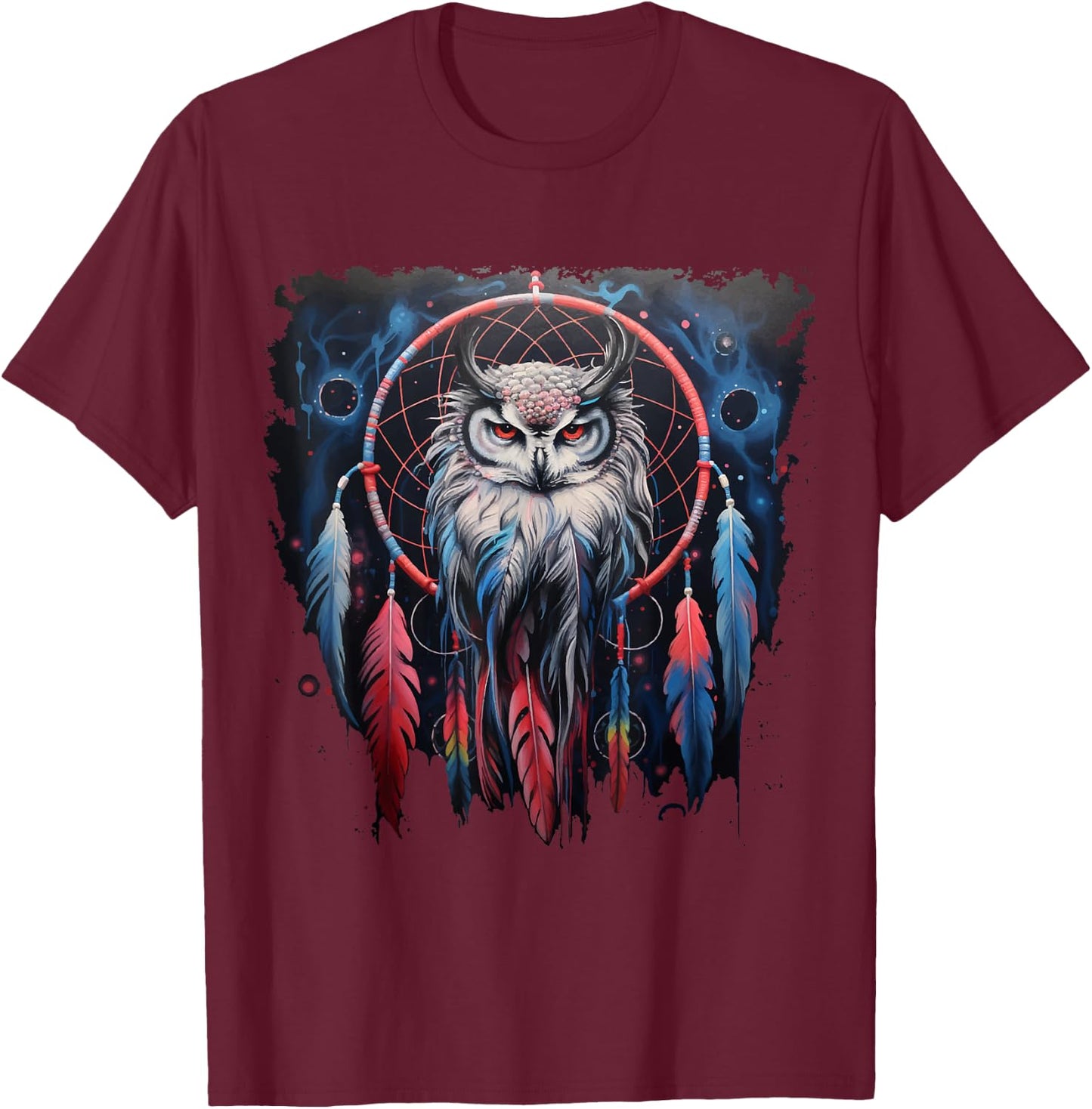 Owl Dream Catcher Spiritual Dream Catcher Owl T-Shirt - T-Shirt | Maroon