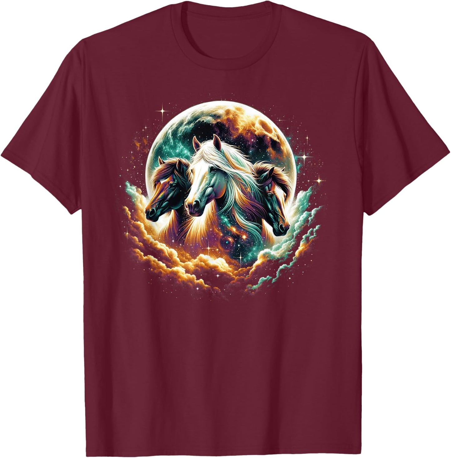 Horse Shirts Teen Girls Horses Moon Graphic T-Shirt - T-Shirt | Maroon