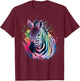 Zebra Men Woman Colorful Watercolor Zebra T-Shirt - T-Shirt | Maroon