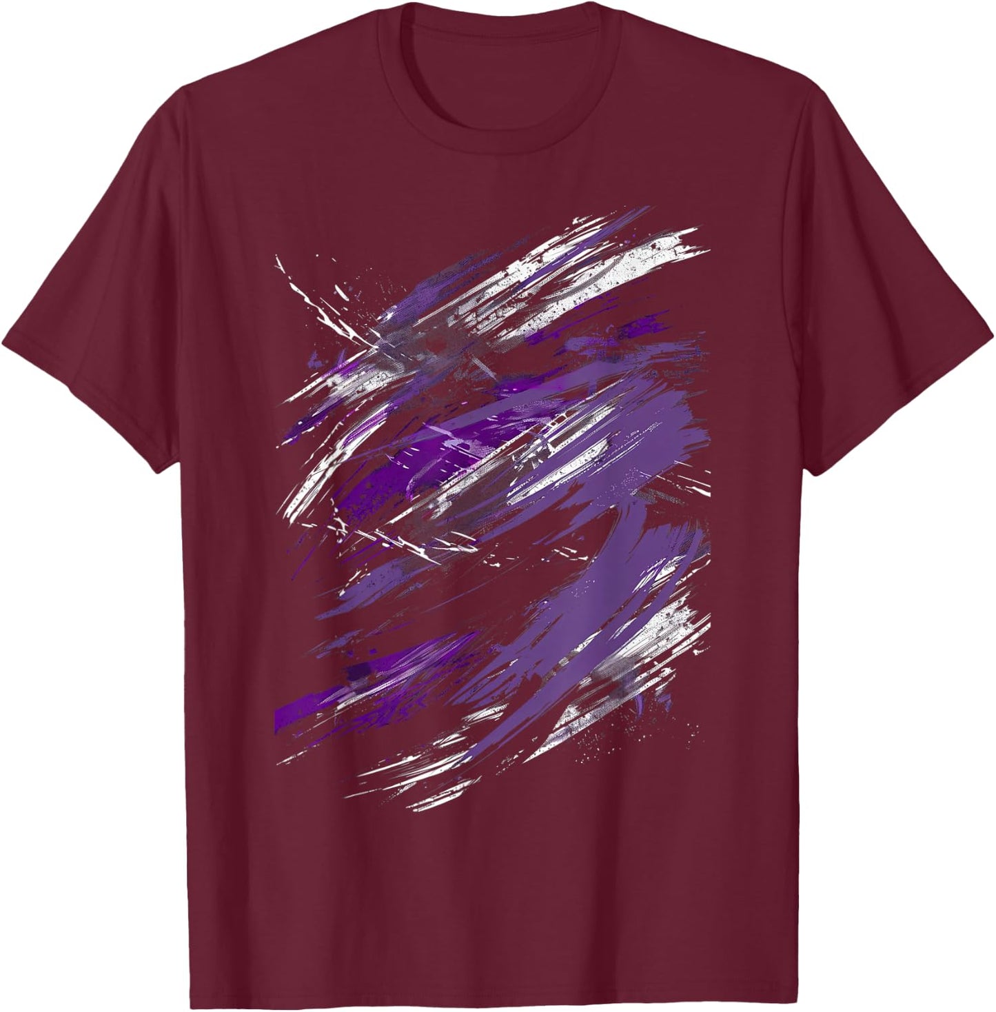 Purple and Black Dynamic Design Graphic T-Shirt - T-Shirt | Maroon