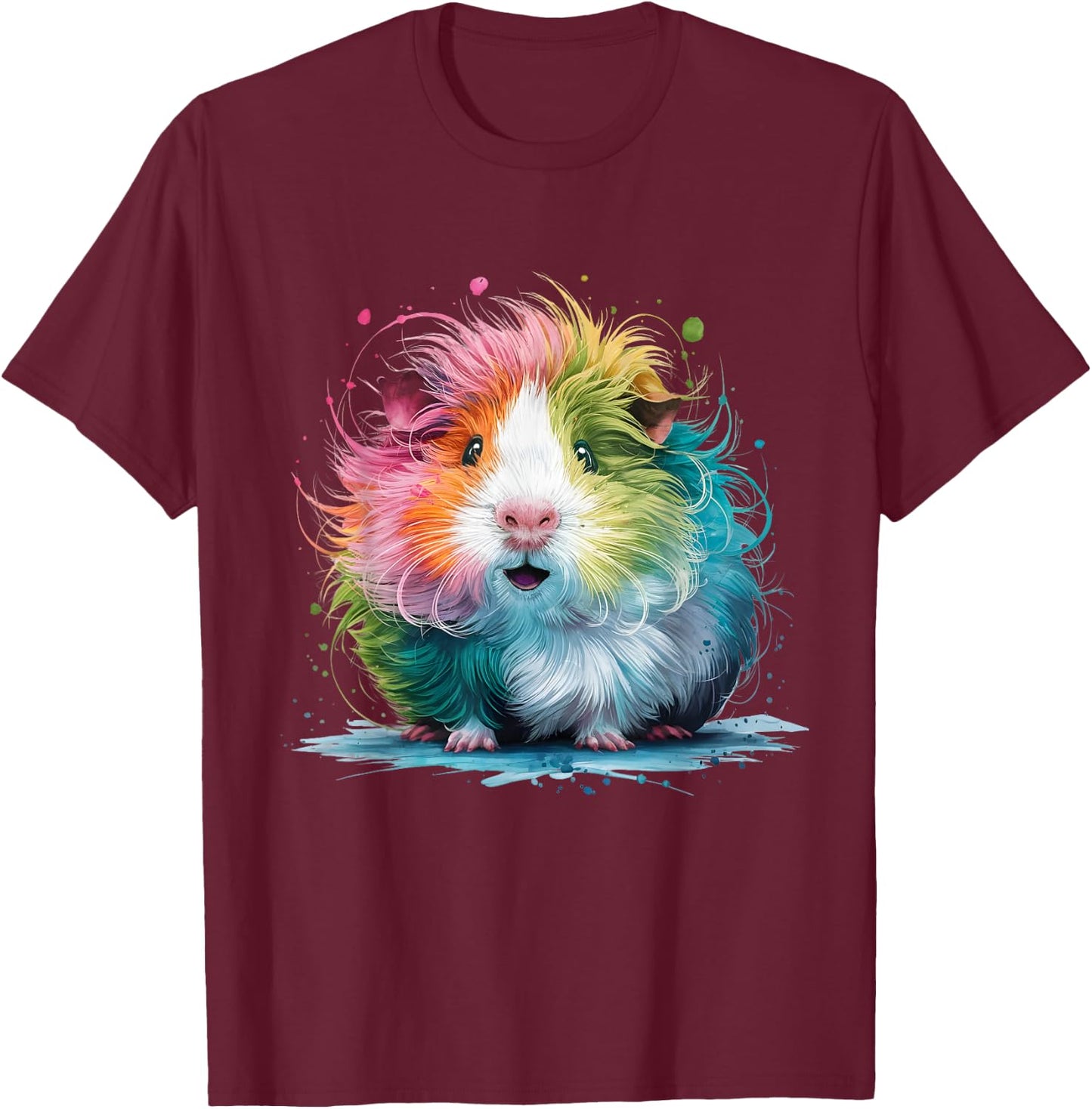 Guinea Pigs Men Woman Colorful Watercolor Guinea Pig T-Shirt - T-Shirt | Maroon