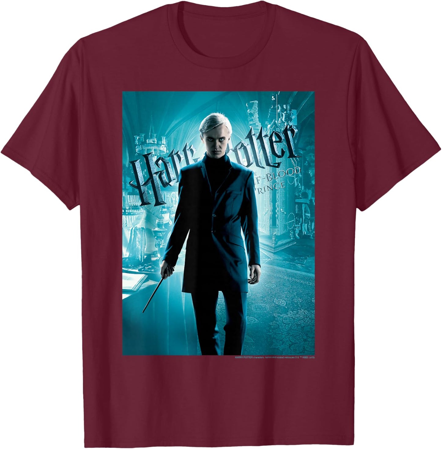 Harry Potter Half-Blood Prince Draco Malfoy Character Poster T-Shirt - T-Shirt | Maroon