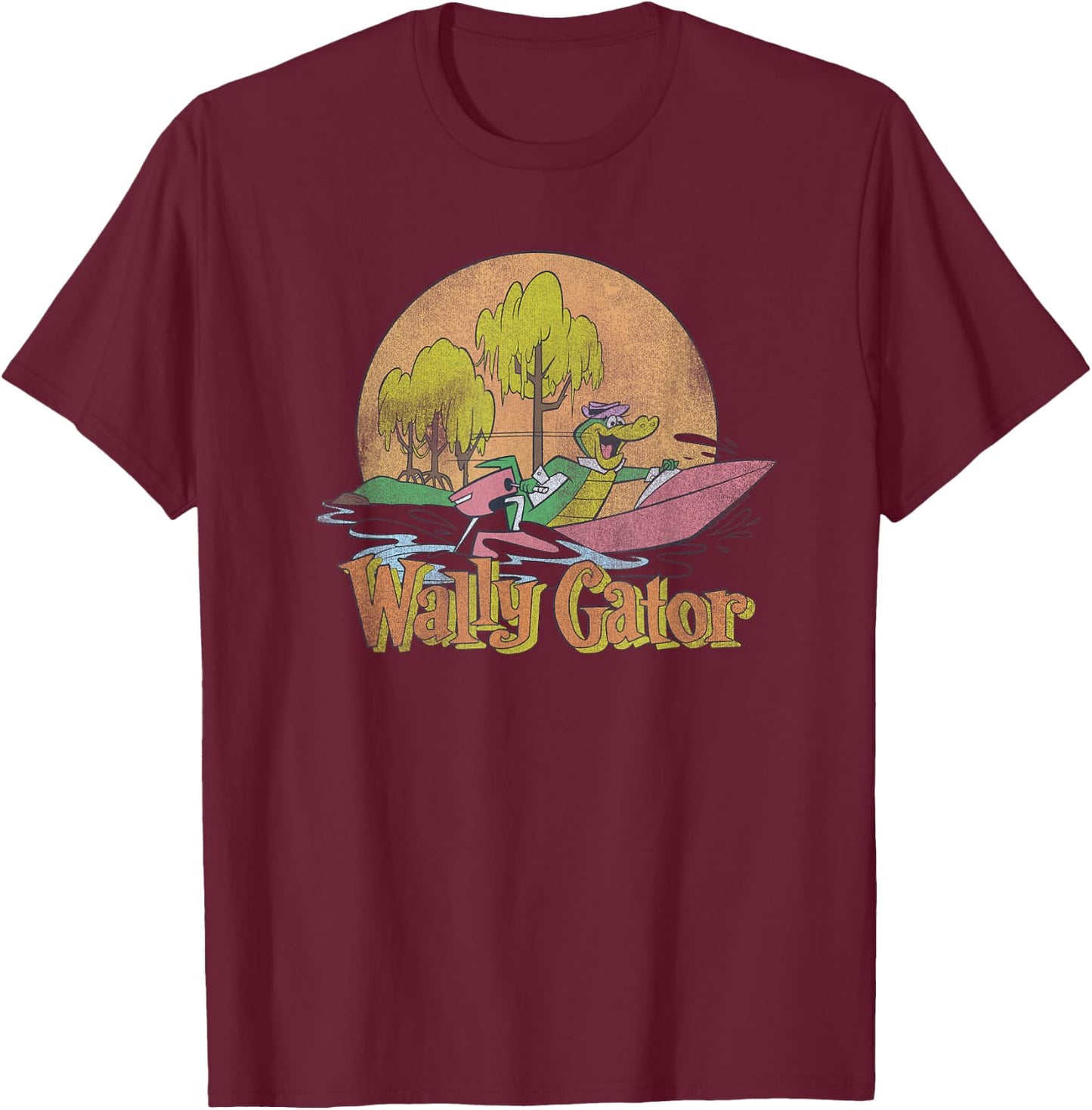 Popfunk Wally Gator Speedboat -Kids Blue Cotton 100% Small T-Shirt - T-Shirt | Maroon