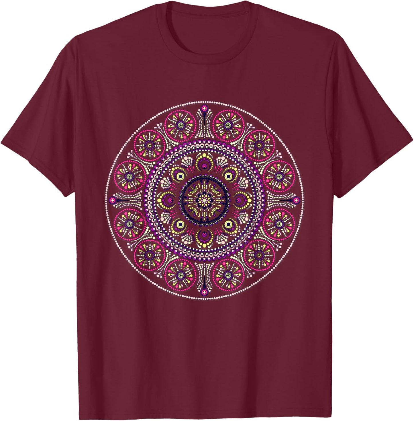 Psychedelic Sacred Geometry Design Mandala Chakra Love Art T-Shirt - T-Shirt | Maroon