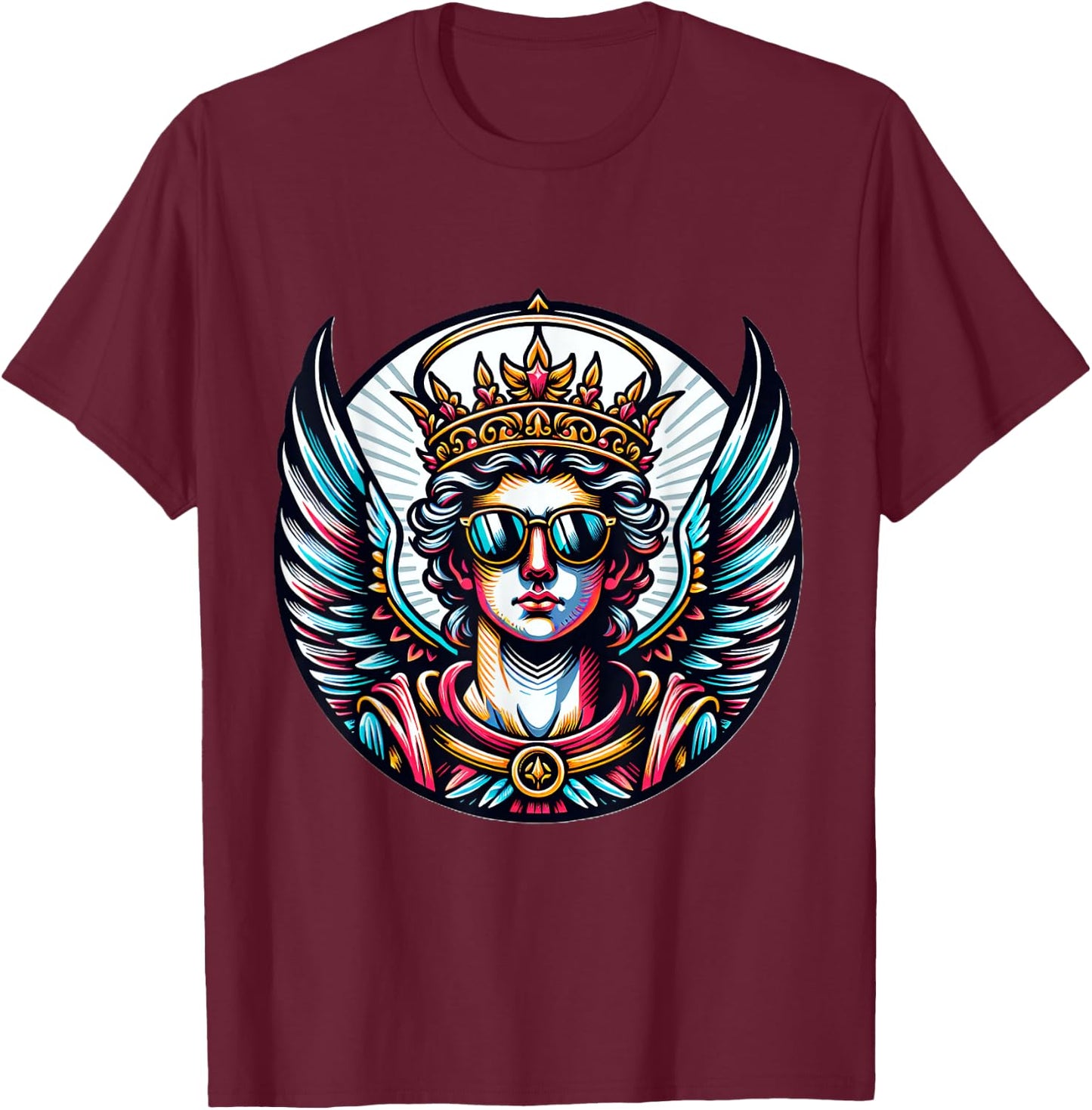 Gangsta Archangel Michael Costume Saint Michael T-Shirt - T-Shirt | Maroon