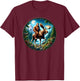 Bigfoot Riding a Moose, Sasquatch Cryptid Wilderness T-Shirt - T-Shirt | Maroon