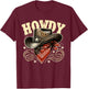 Howdy Cowboy Hat Western Rodeo T-Shirt - T-Shirt | Maroon