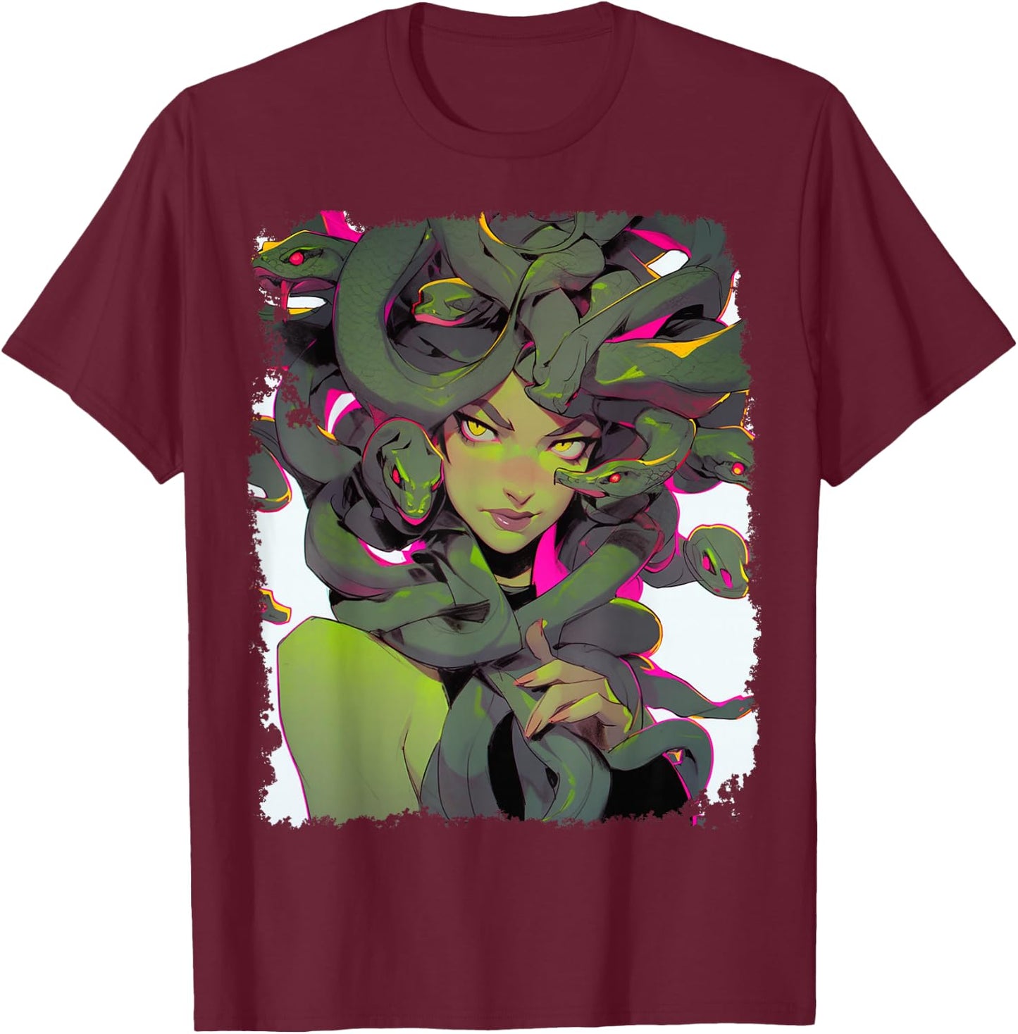 Cute Medusa Anime T-Shirt - T-Shirt | Maroon