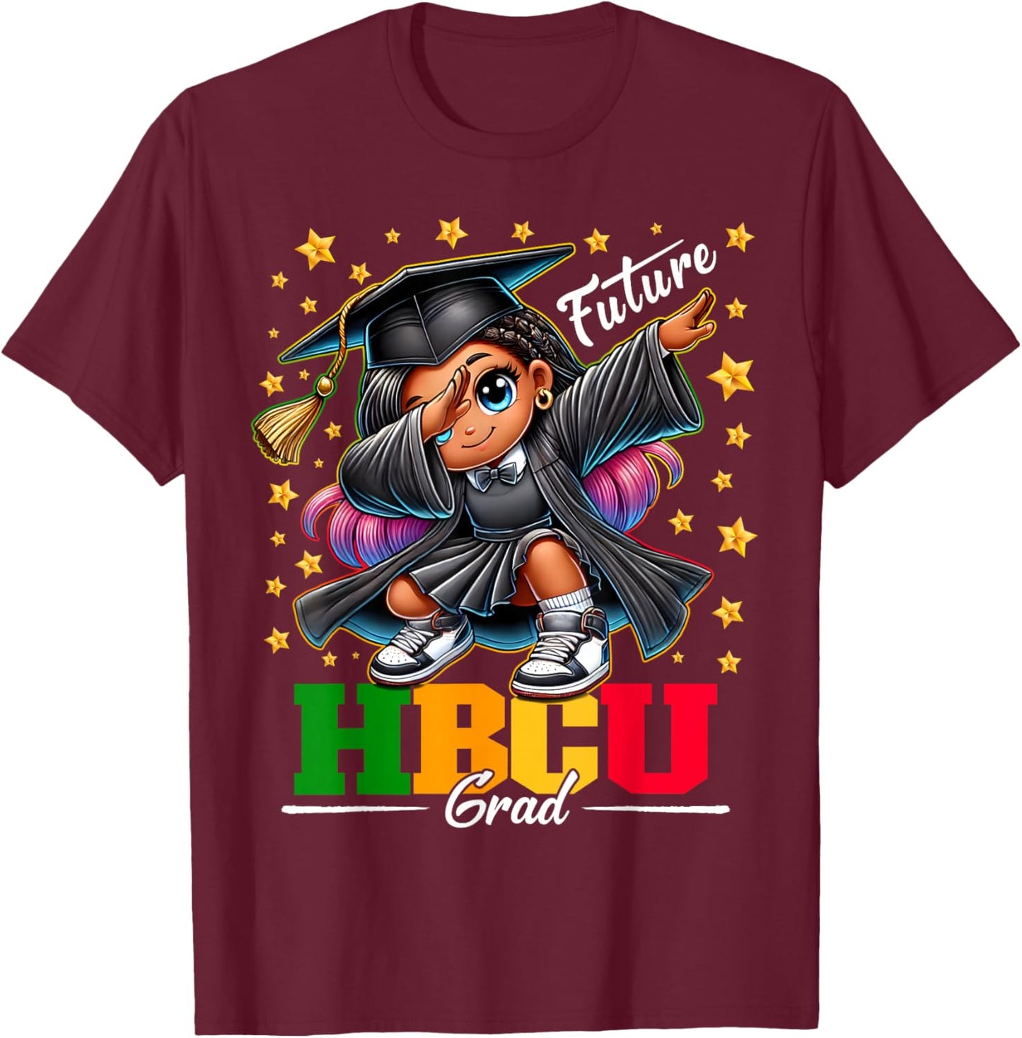 Proud Historical Black Colleges and Universities Future HBCU Grad Dabbing Girl Graduation for Girls Kids - Black - Small T-Shirt - T-Shirt | Maroon