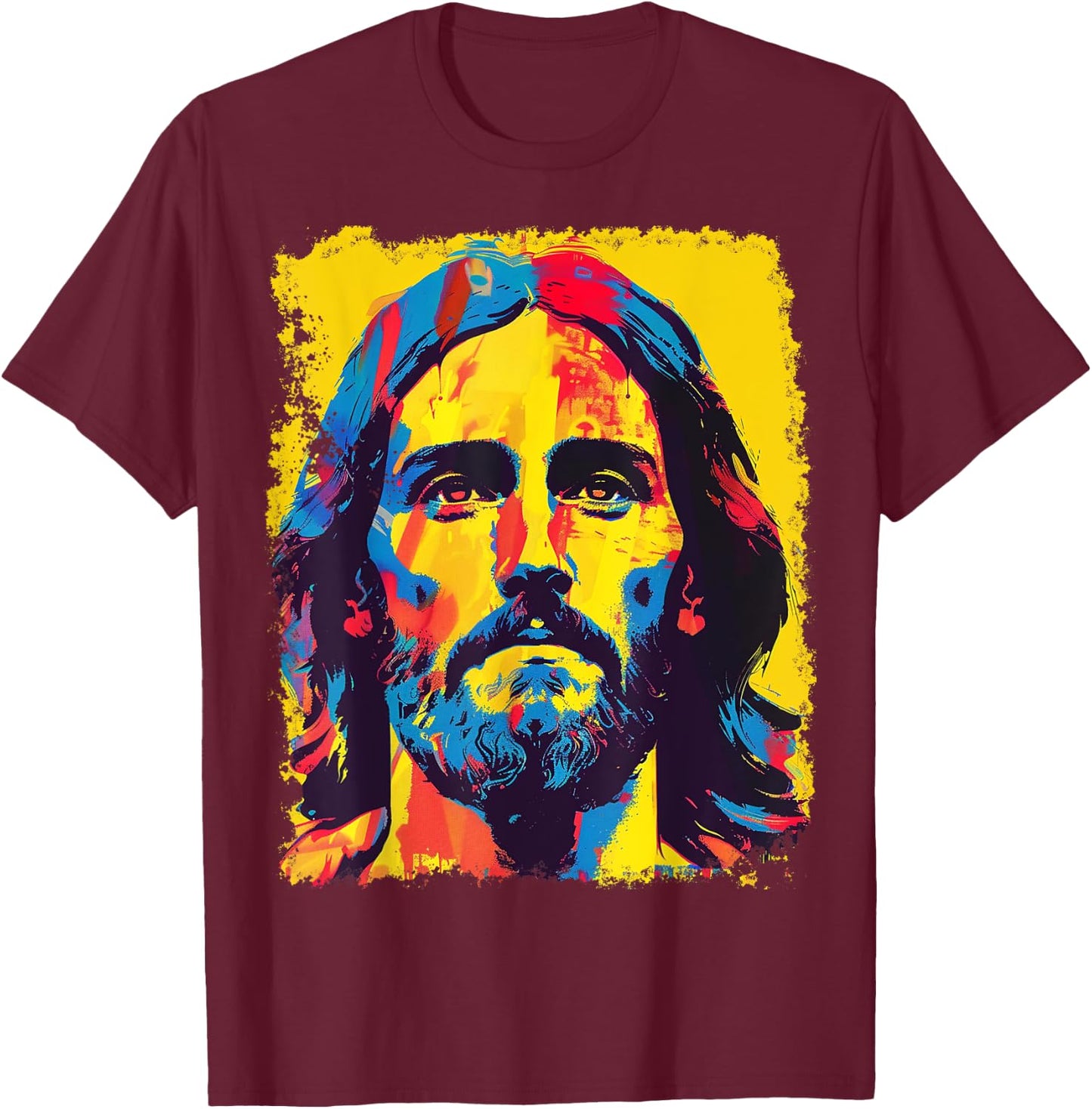 Jesus Christ Pop Art Graphic T-Shirt - T-Shirt | Maroon