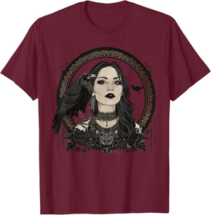 Luna Elizabeth Art Morrigan Portrait Celtic Goddess Mythology T-Shirt - T-Shirt | Maroon