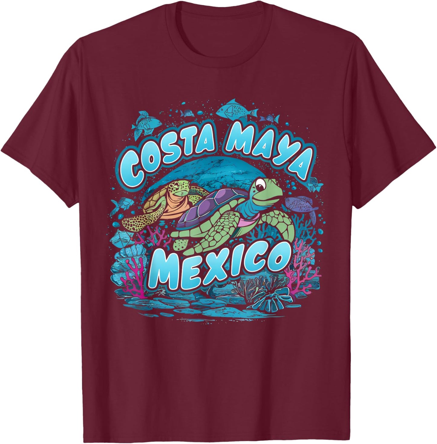 Costa Maya Mexico Turtle Vacation Souvenir Beach T-Shirt - T-Shirt | Maroon