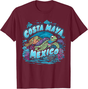 Costa Maya Mexico Turtle Vacation Souvenir Beach T-Shirt - T-Shirt | Maroon