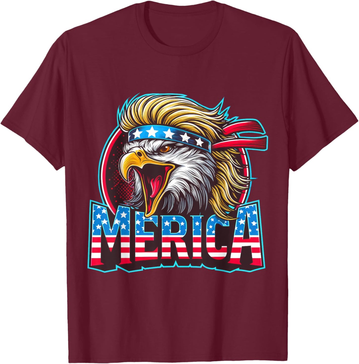 4th of July Patriotic Funny Eagle July 4th USA Merica Kids Men T-Shirt - T-Shirt | Maroon
