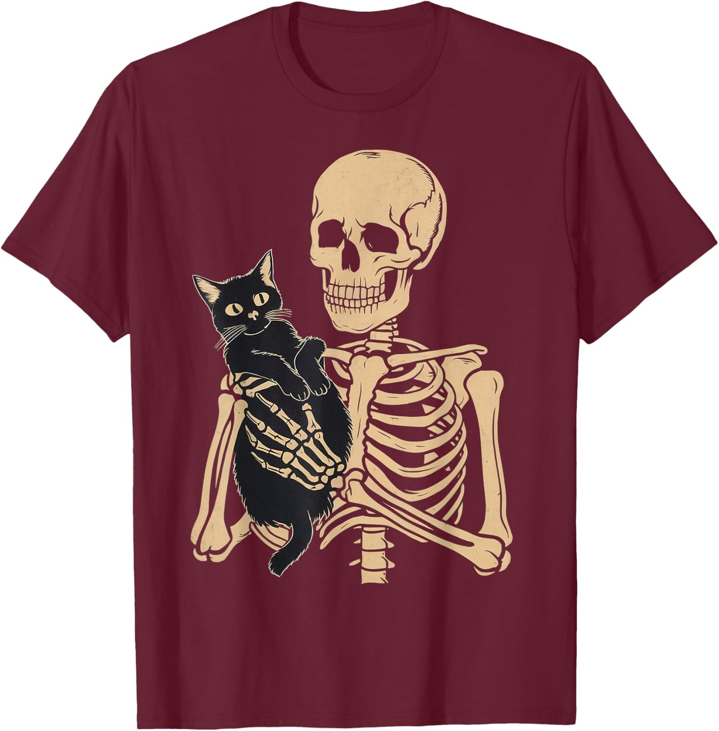 Black Cat Apparel Halloween Graphic -Adults Cat Mom Cat Dad Black Small T-Shirt - T-Shirt | Maroon