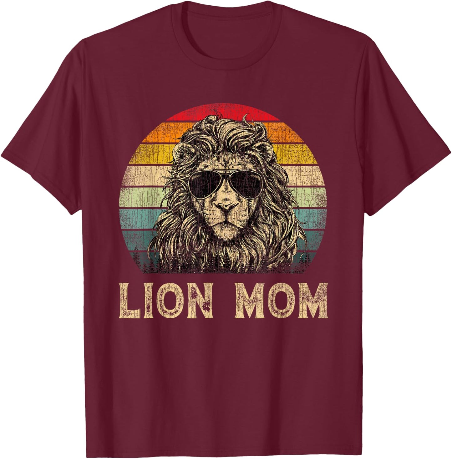 Vintage Lion Mom Lion Lovers Mommy Mother's Day T-Shirt - T-Shirt | Maroon