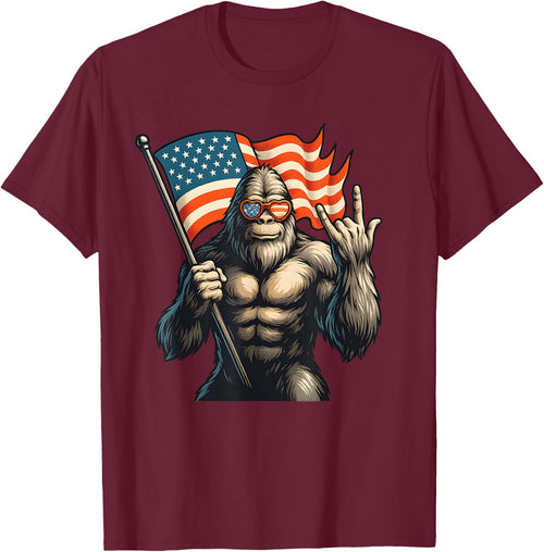 Patriotic Bigfoot Holding USA Flag Rock Hand Sunglasses