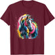 Horse Men Women Colourful Watercolour Horse T-Shirt - T-Shirt | Maroon