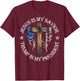 Jesus is My Savior Trump is My President 2024 USA Flag Cross T-Shirt - T-Shirt | Maroon