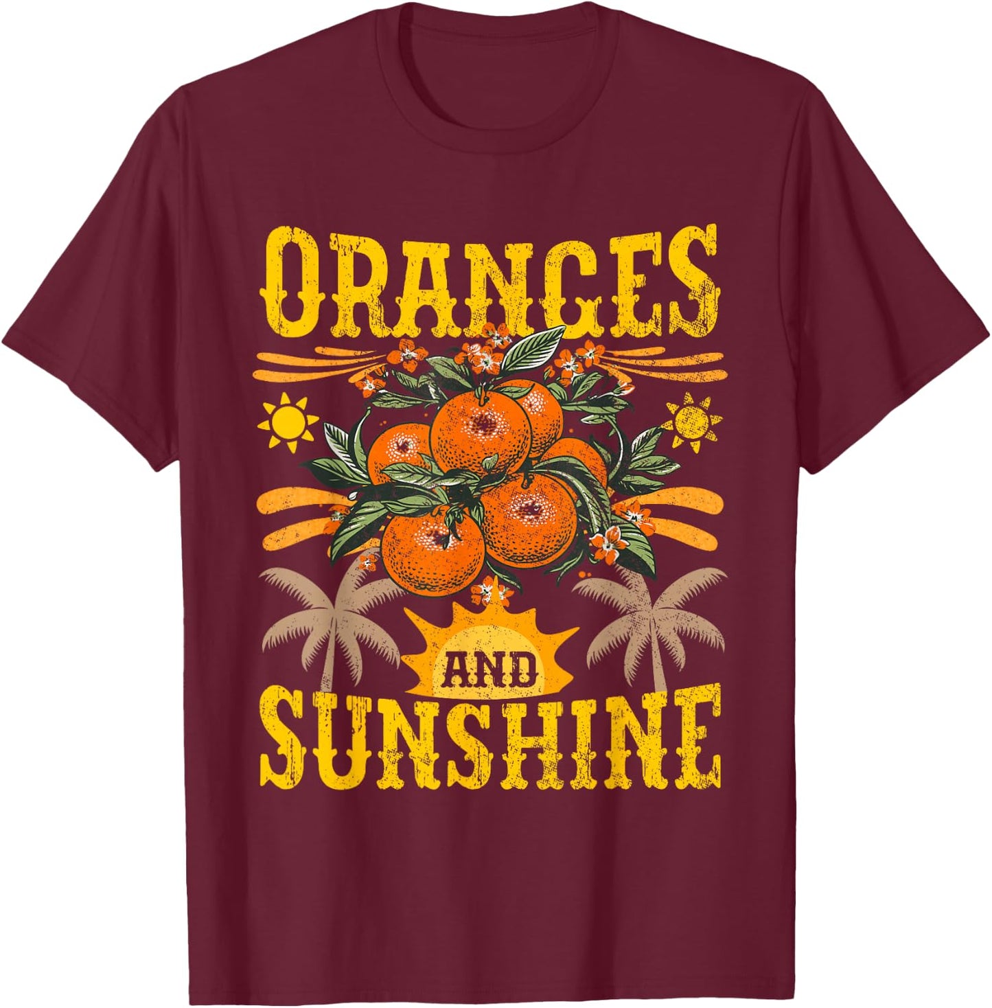 Vintage Orange Fruit T-Shirt - T-Shirt | Maroon