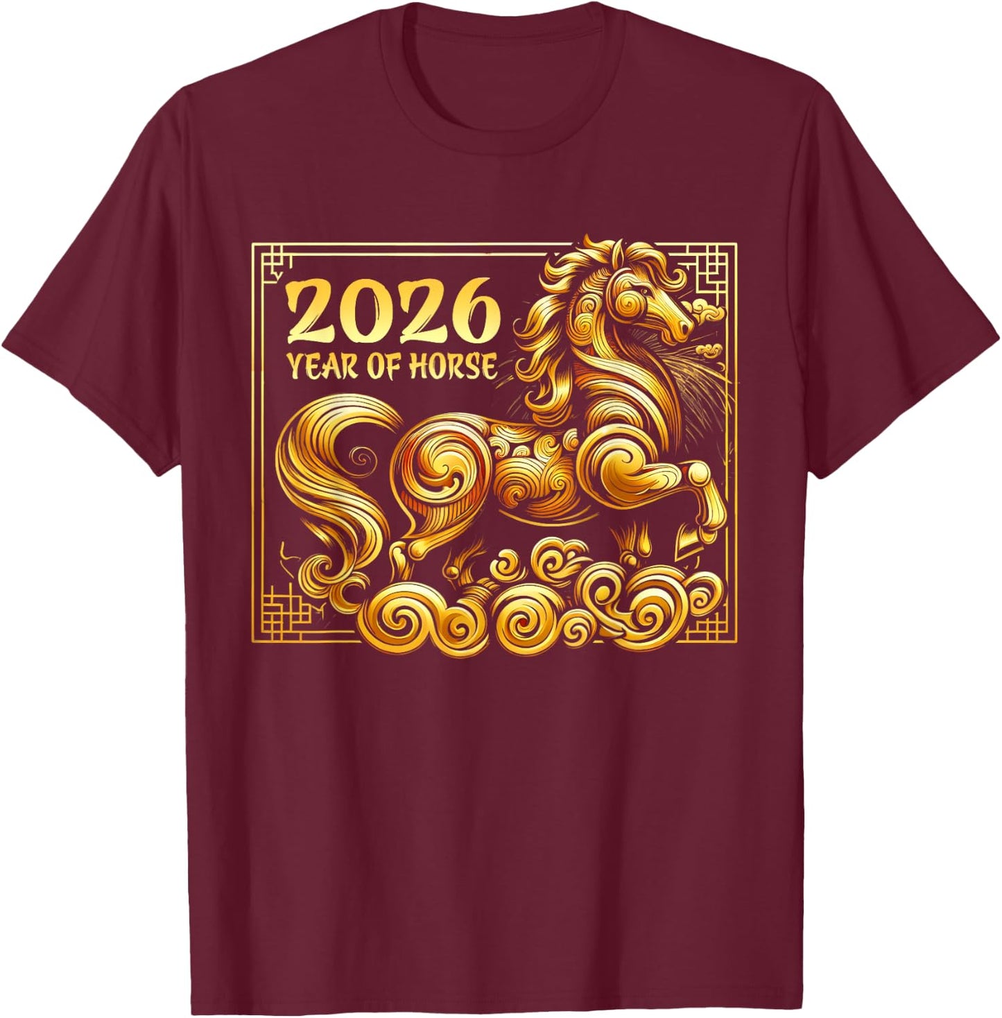Happy Chinese New Year 2026 - Lunar New Year Horse Red 2026 T-Shirt - T-Shirt | Maroon