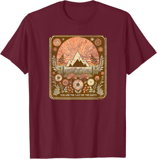 Christian Boho Salt Of The Earth Retro Bible Verse T-Shirt - T-Shirt | Maroon