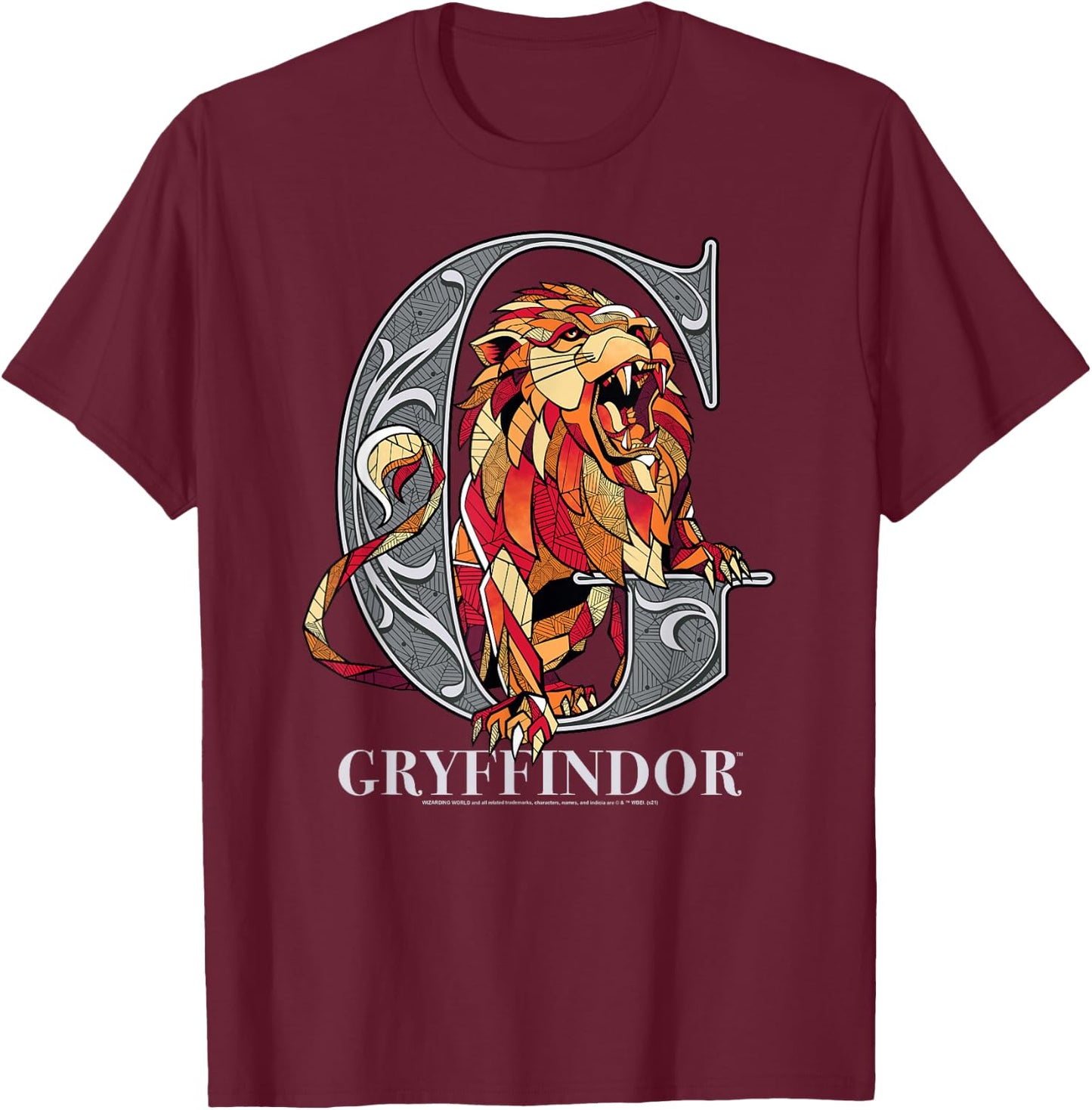 Harry Potter Mosaic Gryffindor with Lion Small T-Shirt - T-Shirt | Maroon