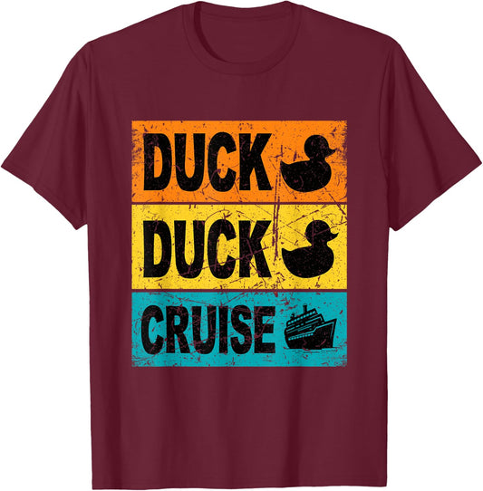 Retro Duck Duck Cruise Shirt Tags Caribbean Cruise Vacation T-Shirt - T-Shirt | Maroon