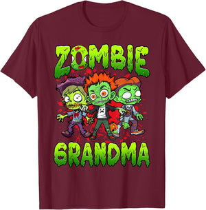 Zombie Grandma Halloween Costume Family Matching , Small, Black T-Shirt - T-Shirt | Maroon