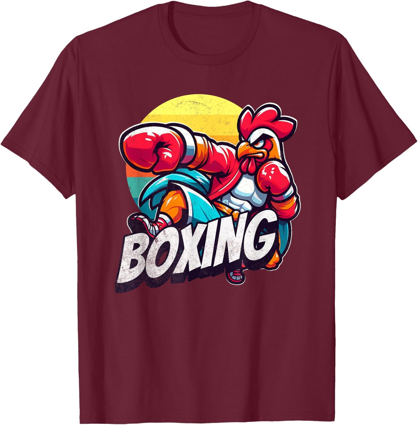 Boxing Cool Chicken Roosters Funny Chicken Who Loves Sport T-Shirt - T-Shirt | Maroon