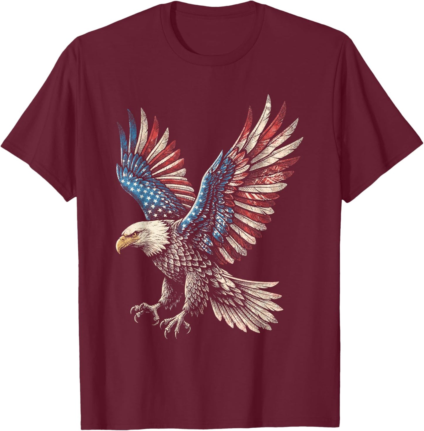 Eagle American Flag 4th of July USA Patriotic Men Women T-Shirt - T-Shirt | Maroon