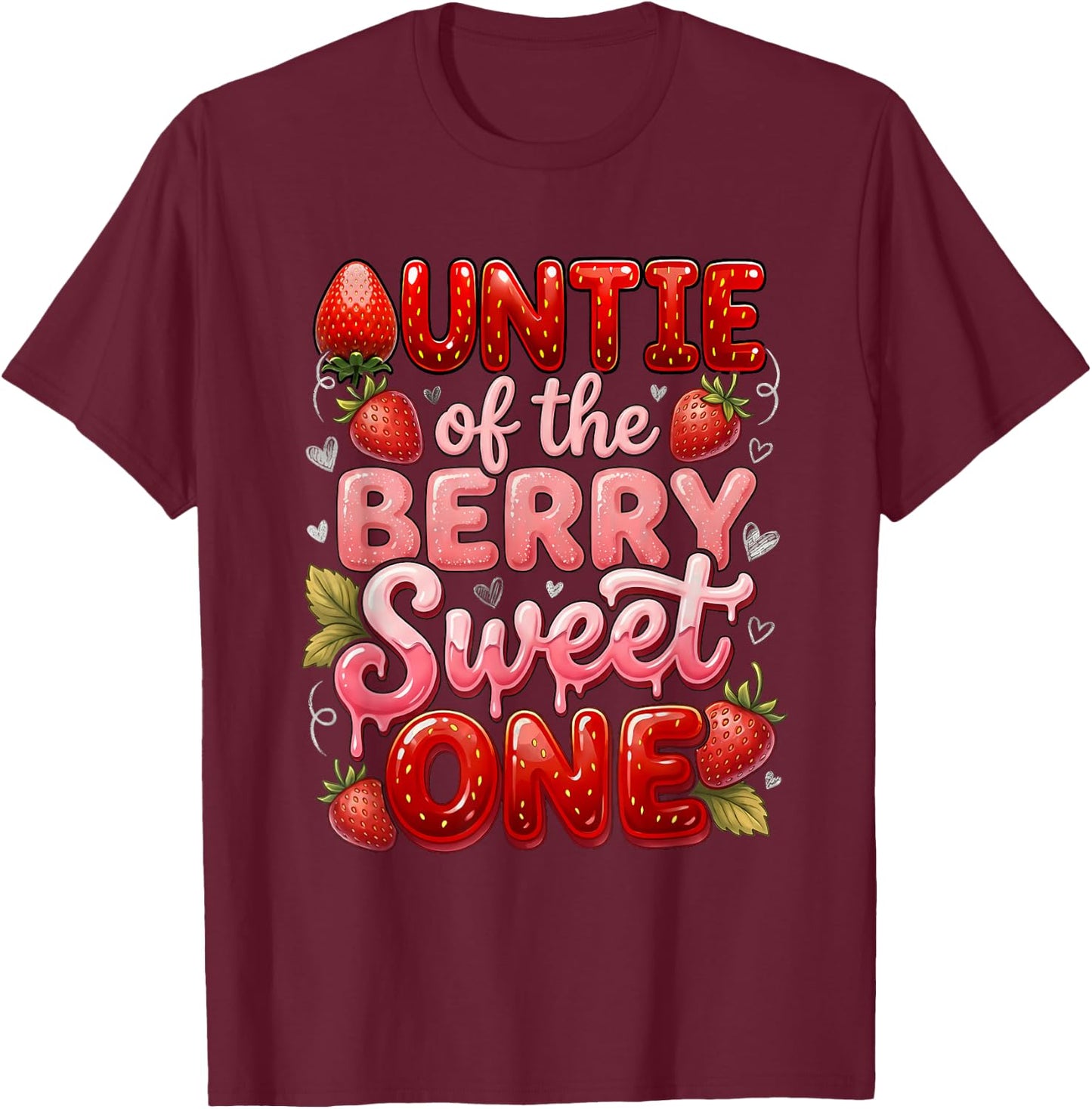 Aunt Auntie of The Berry Sweet One Cute First Birthday T-Shirt - T-Shirt | Maroon
