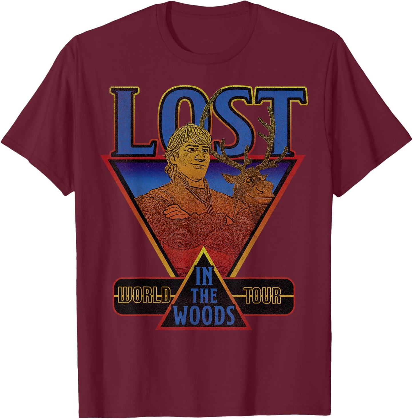 Disney Frozen 2 Kristoff & Sven Lost In The Woods World Tour T-Shirt - T-Shirt | Maroon