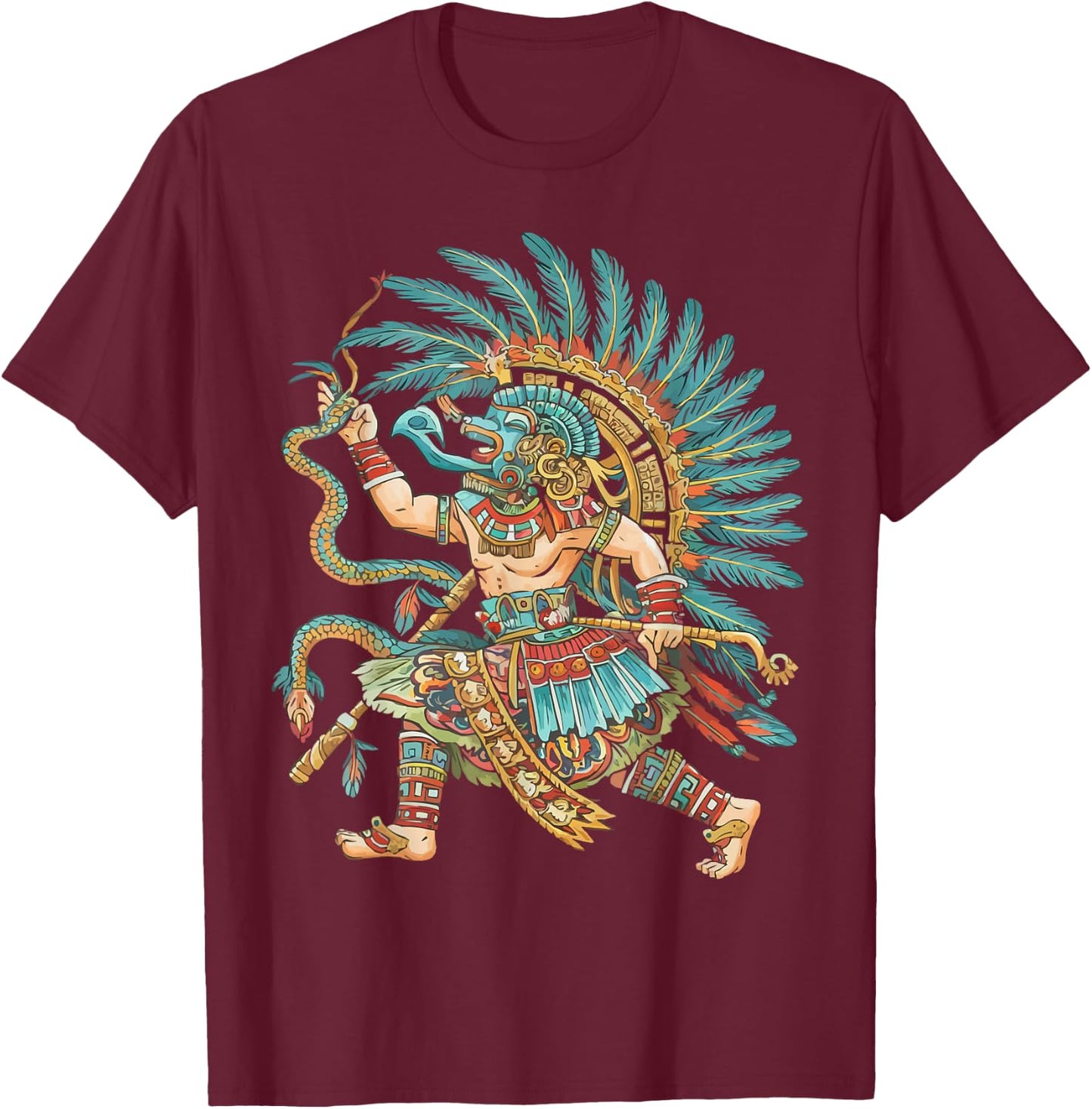 Aztec God Aztec Culture Mayan Indigenous Tlaloc Statue T-Shirt - T-Shirt | Maroon