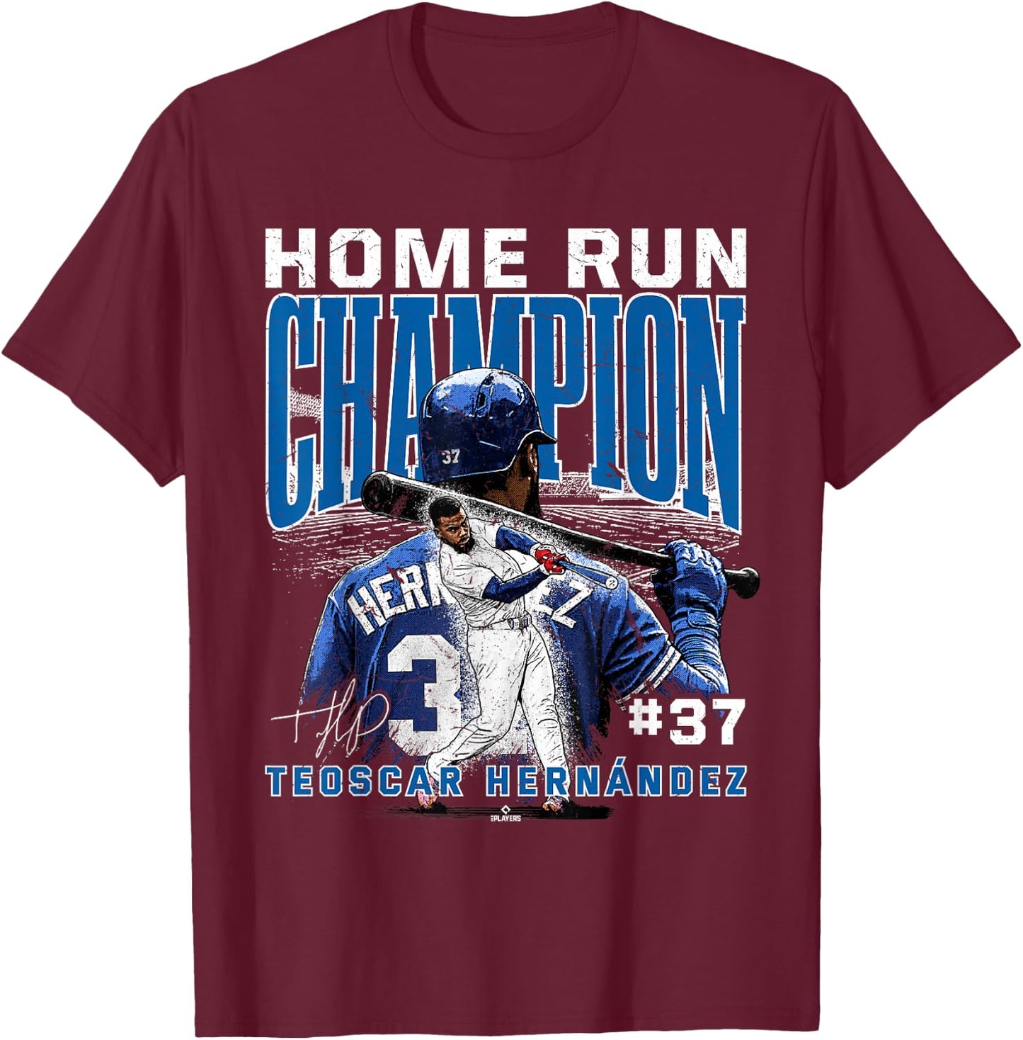 Home Run Champion Teoscar Hernandez Los Angeles MLBPA T-Shirt - T-Shirt | Maroon