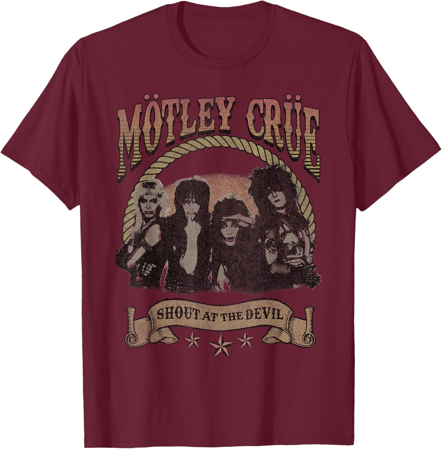 Mötley Crüe Western Brown T-Shirt - T-Shirt | Maroon