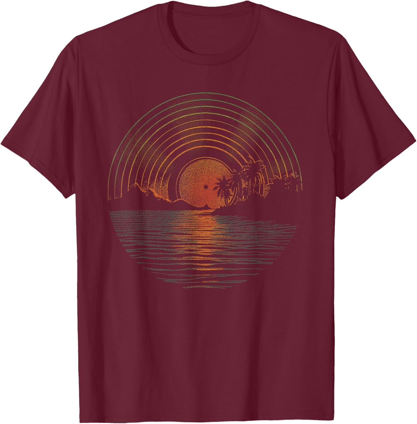 Summer Vinyl Shirt Sunset Vinyl LP Record Music of Summer T-Shirt - T-Shirt | Maroon
