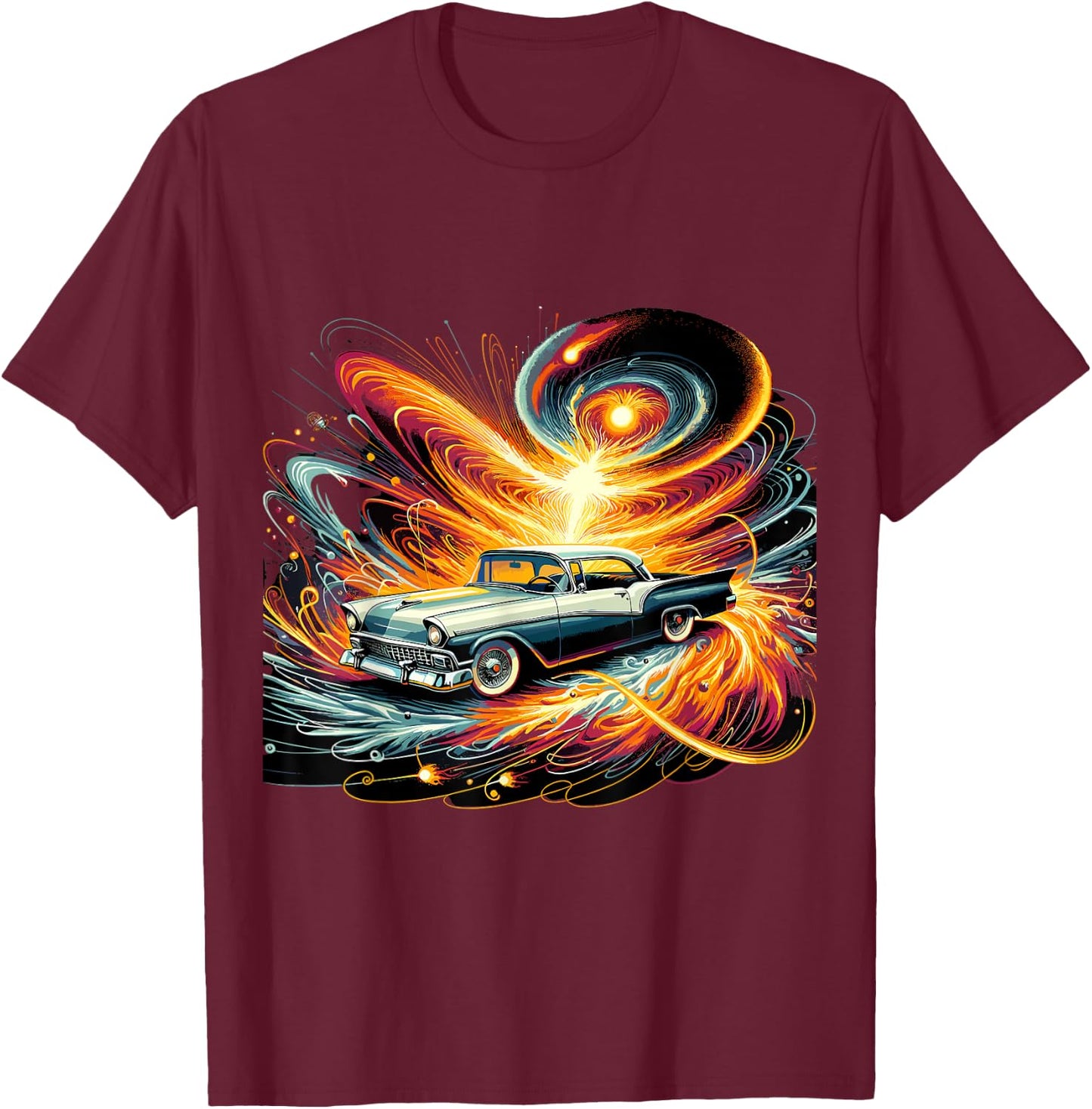Supernova Speed Classic Car Cosmic T-Shirt - T-Shirt | Maroon