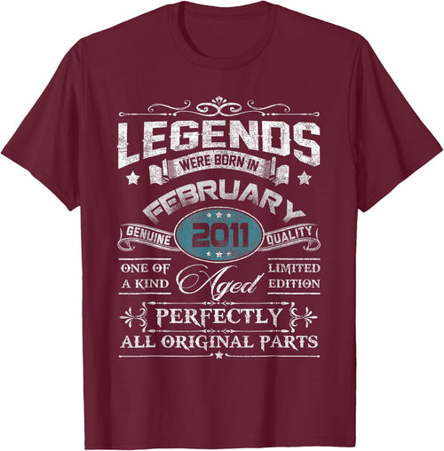 Legends Were Born In February 2011 Shirt Age 14th Birthday