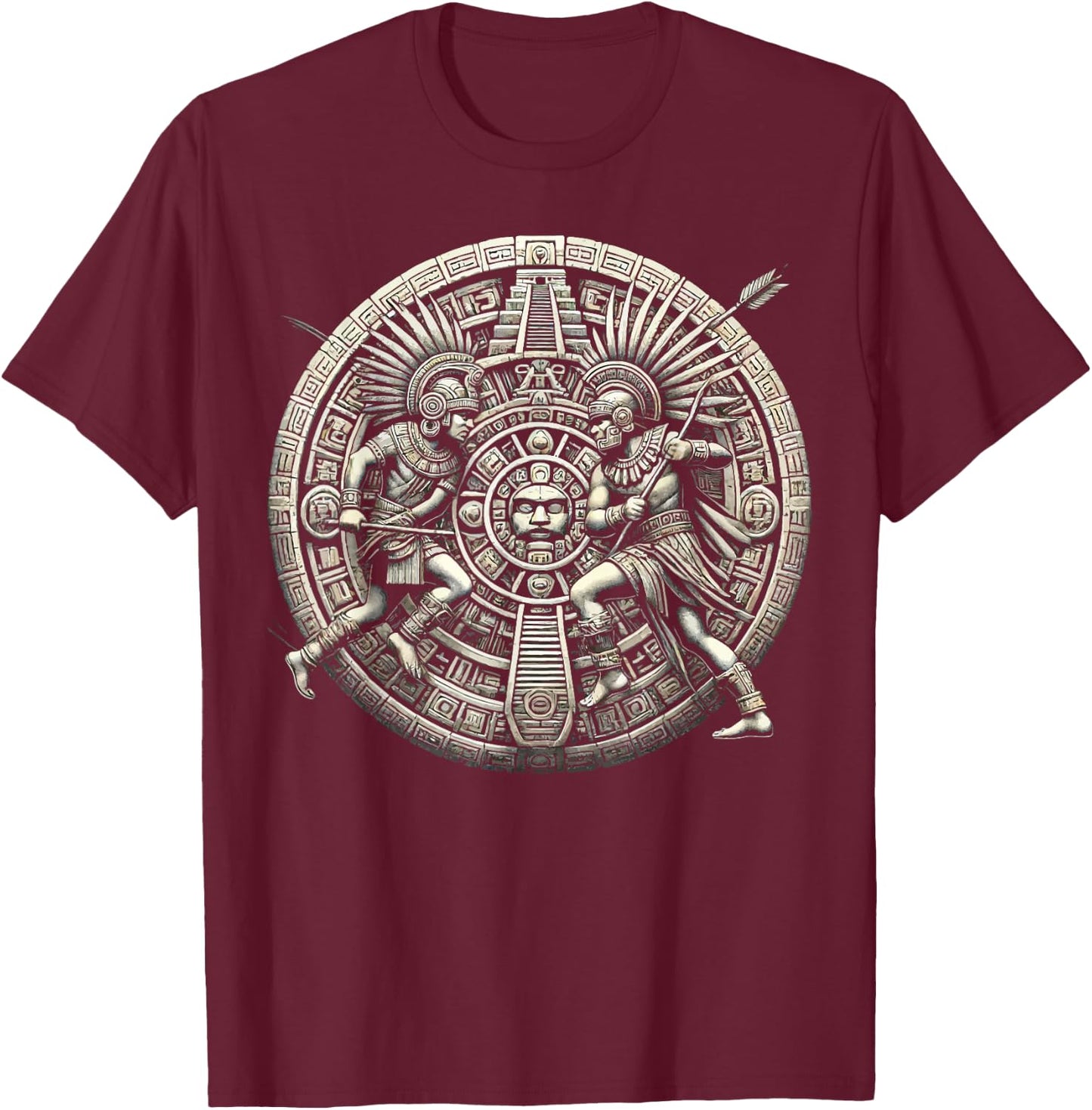 Aztec Warrior Mayan Indigenous Mexican Aztec Jaguar T-Shirt - T-Shirt | Maroon